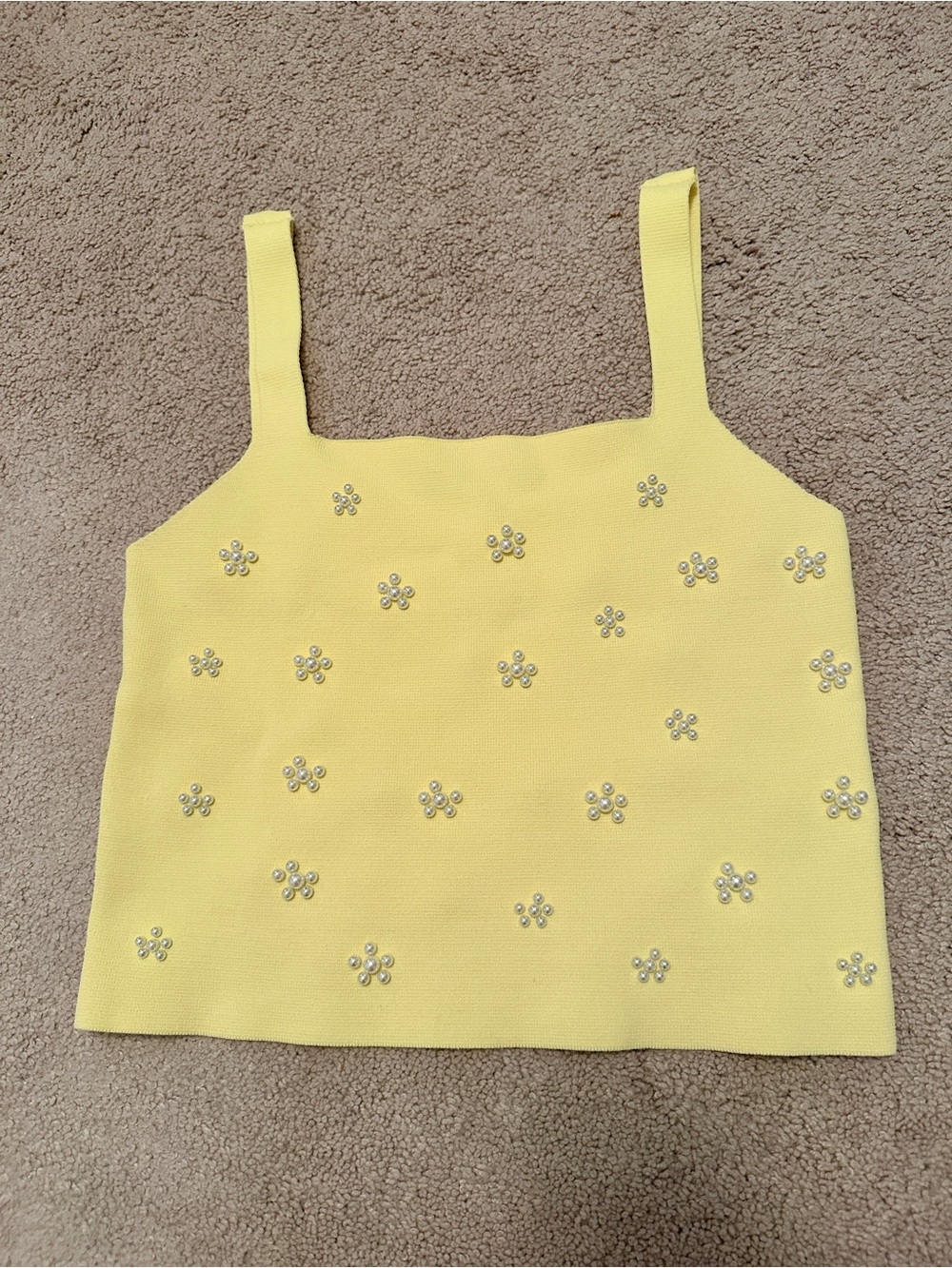 Zara Yellow Beaded Daisy Tank Top - Women